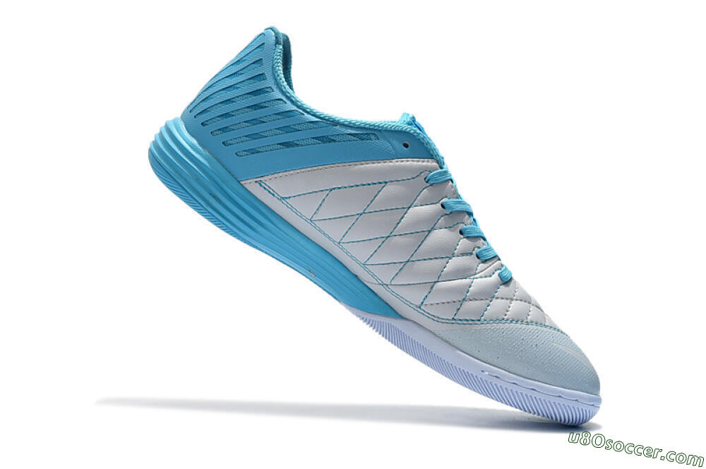 Nike Lunar Gato 2 IC Indoor & Futsal Soccer Shoes - White/Blue/Silver 5