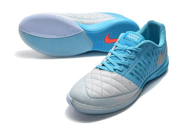 Nike Lunar Gato 2 IC Indoor & Futsal Soccer Shoes - White/Blue/Silver