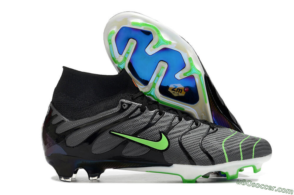 Nike Air Zoom Mercurial Superfly 9 Elite FG Firm Ground Soccer Cleats - Silver/Black/Green 1