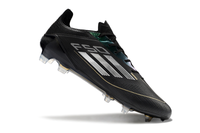 Adidas F50 Adizero FG Firm Ground Soccer Cleats - Black/Gold/Silver