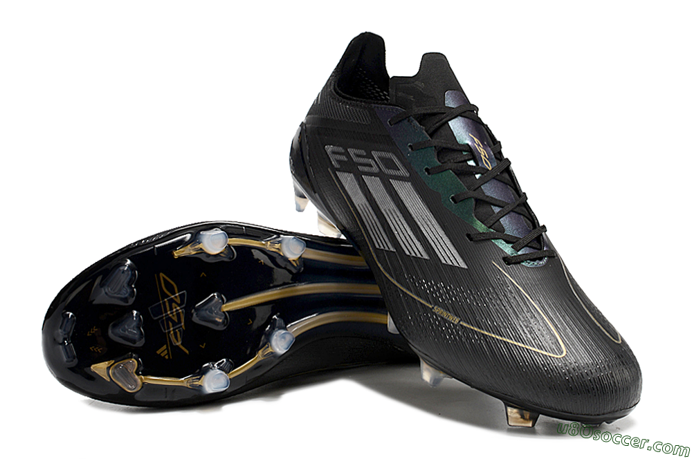 Adidas F50 Adizero FG Firm Ground Soccer Cleats - Black/Gold/Silver 2