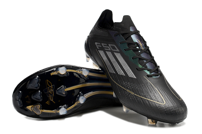Adidas F50 Adizero FG Firm Ground Soccer Cleats - Black/Gold/Silver