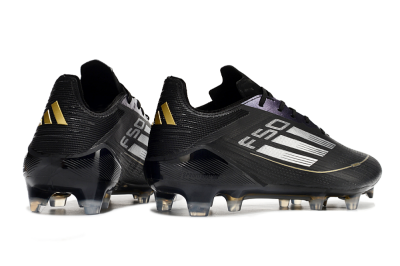Adidas F50 Adizero FG Firm Ground Soccer Cleats - Black/Gold/Silver