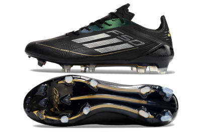 Adidas F50 Adizero FG Firm Ground Soccer Cleats - Black/Gold/Silver