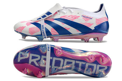 Adidas Predator Elite Foldover Tongue FG Firm Ground Soccer Cleats - White/Pink/Blue