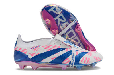Adidas Predator Elite Foldover Tongue FG Firm Ground Soccer Cleats - White/Pink/Blue