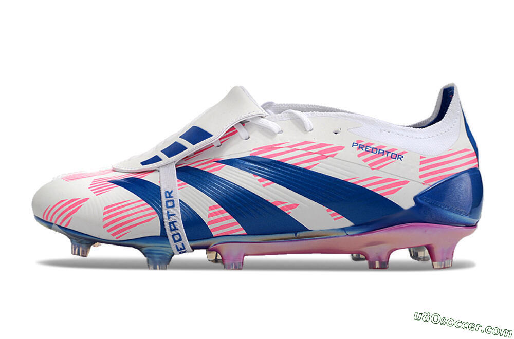 Adidas Predator Elite Foldover Tongue FG Firm Ground Soccer Cleats - White/Pink/Blue 2