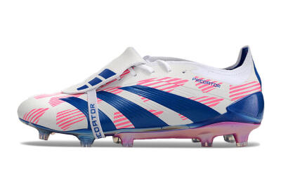 Adidas Predator Elite Foldover Tongue FG Firm Ground Soccer Cleats - White/Pink/Blue