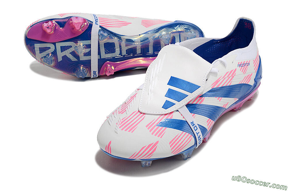 Adidas Predator Elite Foldover Tongue FG Firm Ground Soccer Cleats - White/Pink/Blue 3