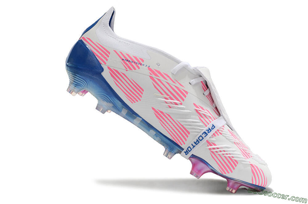 Adidas Predator Elite Foldover Tongue FG Firm Ground Soccer Cleats - White/Pink/Blue 4