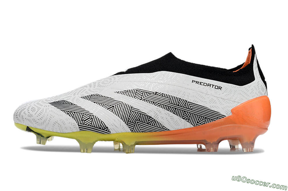 Adidas Predator Accuracy+ FG Firm Ground Soccer Cleats - White/Black/Orange 2