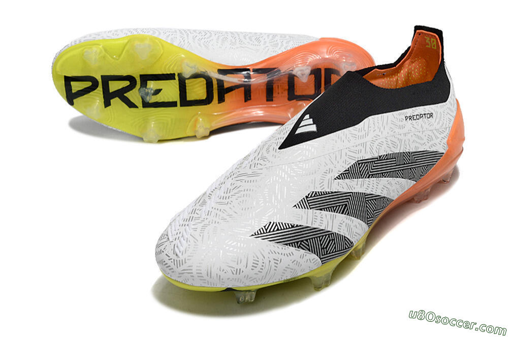 Adidas Predator Accuracy+ FG Firm Ground Soccer Cleats - White/Black/Orange 3