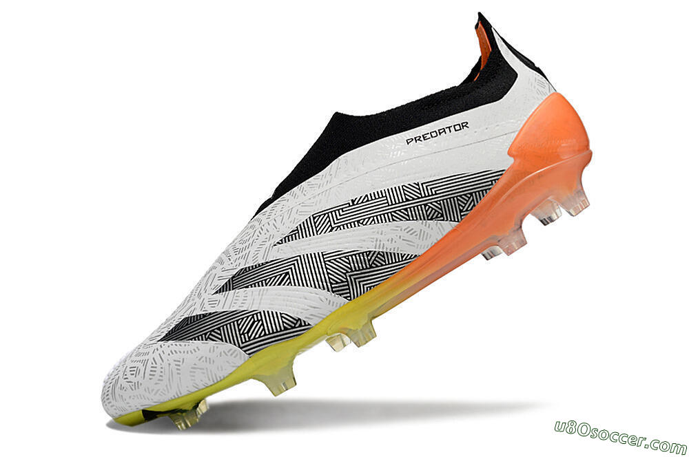 Adidas Predator Accuracy+ FG Firm Ground Soccer Cleats - White/Black/Orange 5