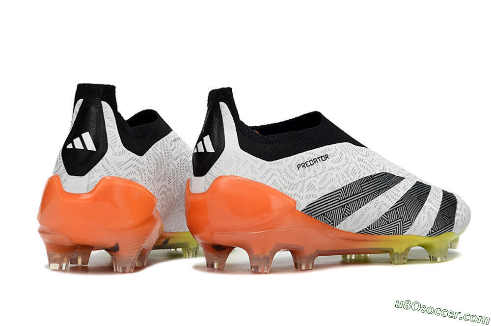Adidas Predator Accuracy+ FG Firm Ground Soccer Cleats - White/Black/Orange 6