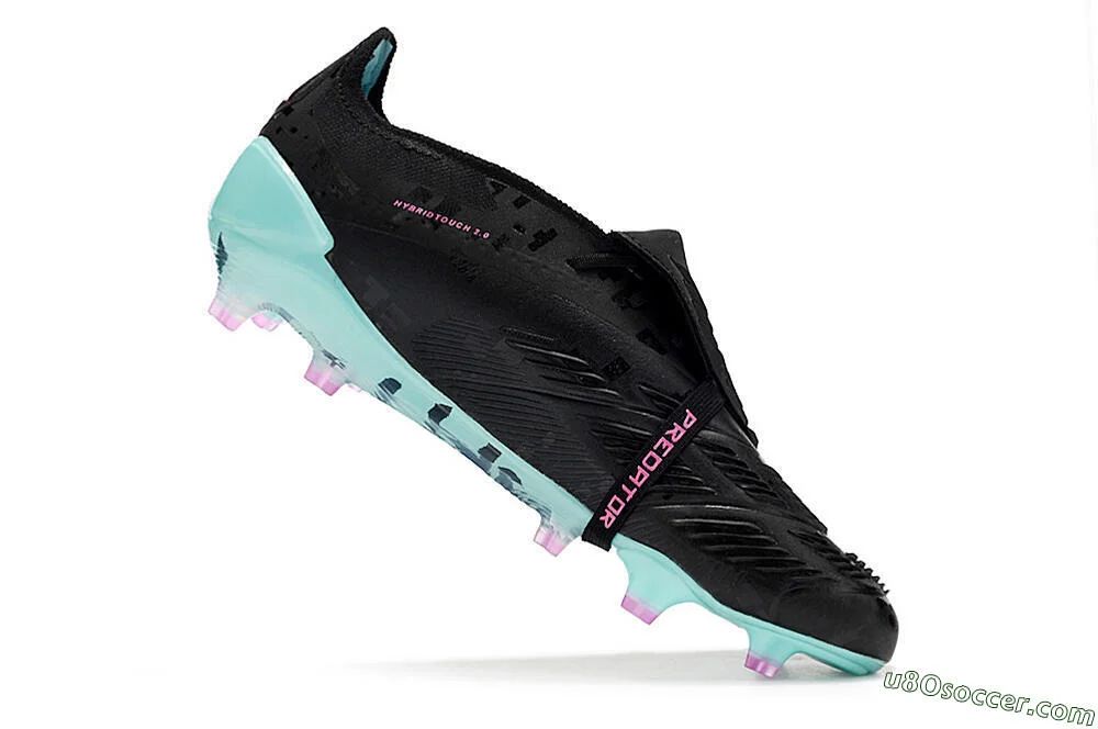 Elite Foldover Tongue FG Soccer Cleats in Black, Jade, Purple
