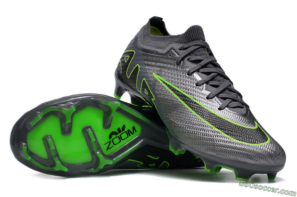 Nike Air Zoom Mercurial Vapor 15 Elite FG Firm Ground Soccer Cleats - Silver/Grey/Green 0