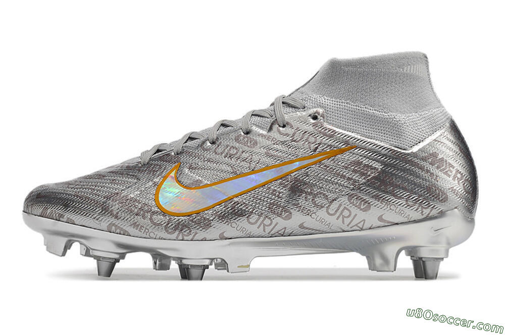 Nike Air Zoom Mercurial Superfly 9 Elite SG Soft Ground Soccer Cleats - Silver/Gold 2