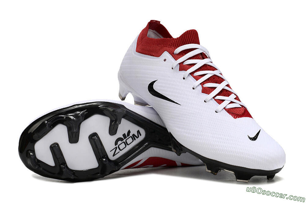 Nike Air Zoom Mercurial Vapor 15 Elite FG Firm Ground Soccer Cleats - White/Black/Red 0