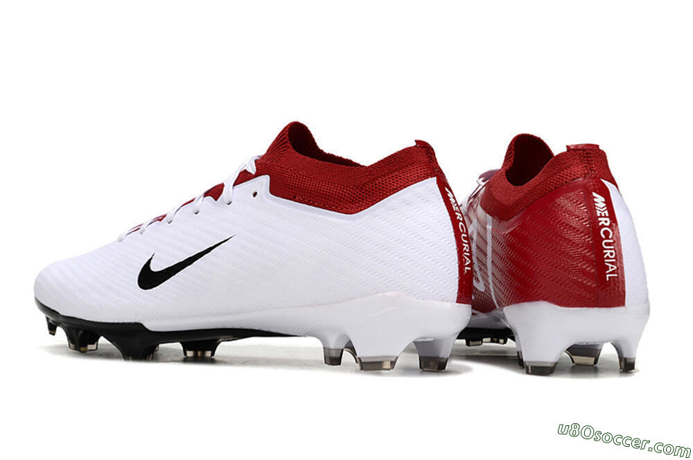 Nike Air Zoom Mercurial Vapor 15 Elite FG Firm Ground Soccer Cleats - White/Black/Red 5