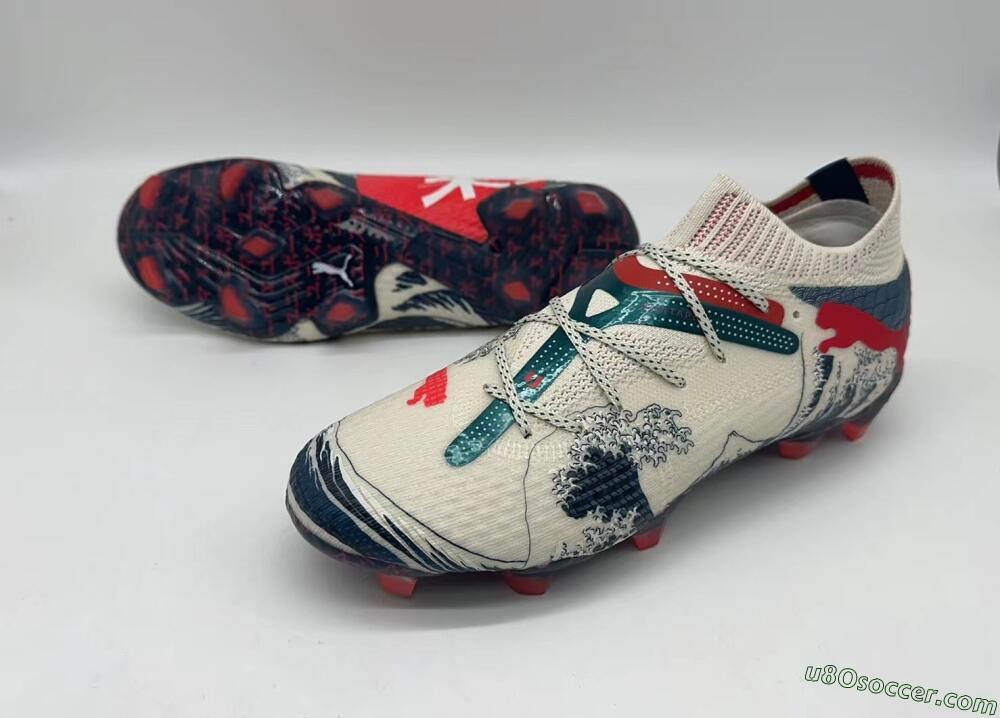 Puma Future Ultimate FG Firm Ground Soccer Cleats - Beige/Blue/Red