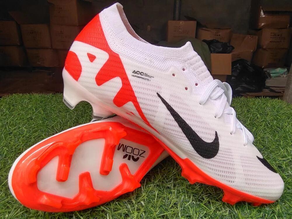 Nike Air Zoom Mercurial Vapor 15 Elite FG Firm Ground Soccer Cleats - White/Black/Red