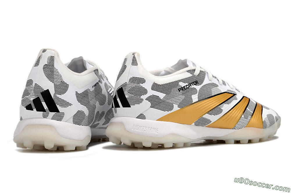 Adidas Predator 24 Elite TF Artificial Turf Soccer Shoes - Black/White/Gold 6