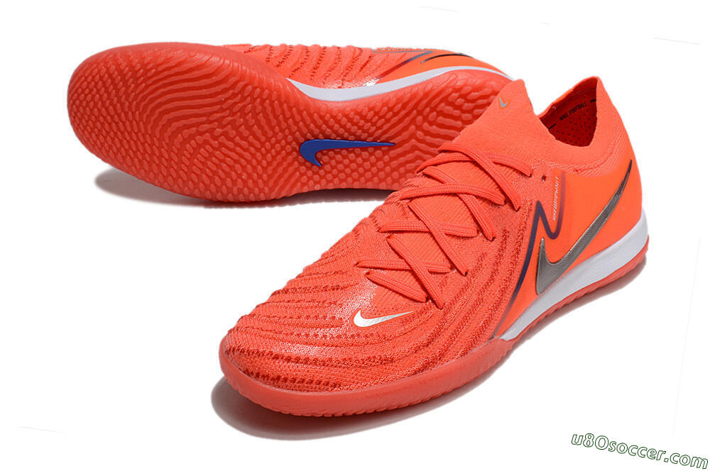Nike Phantom GX 2 Elite IC Indoor & Futsal Soccer Shoes - Red/Silver/Blue 3