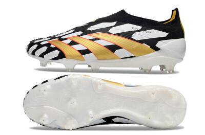 Adidas Predator 24 Elite Laceless FG Firm Ground Soccer Cleats - Black/White/Gold