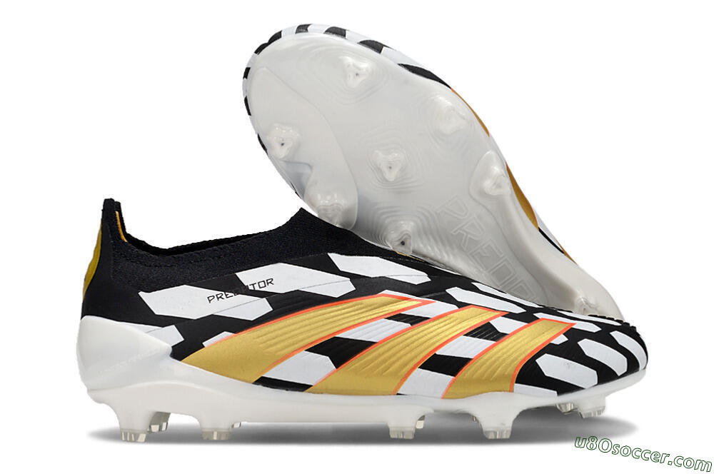 Adidas Predator 24 Elite Laceless FG Firm Ground Soccer Cleats - Black/White/Gold 1