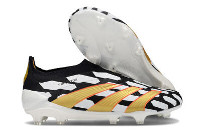 Adidas Predator 24 Elite Laceless FG Firm Ground Soccer Cleats - Black/White/Gold