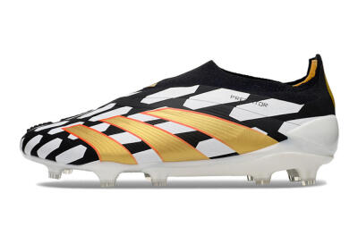 Adidas Predator 24 Elite Laceless FG Firm Ground Soccer Cleats - Black/White/Gold