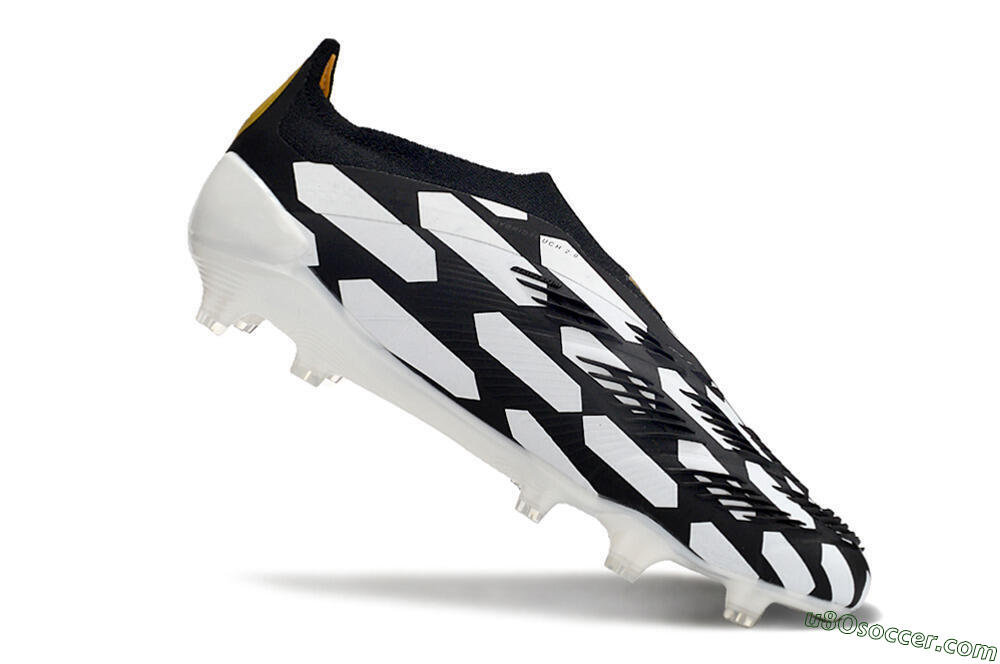 Adidas Predator 24 Elite Laceless FG Firm Ground Soccer Cleats - Black/White/Gold 4