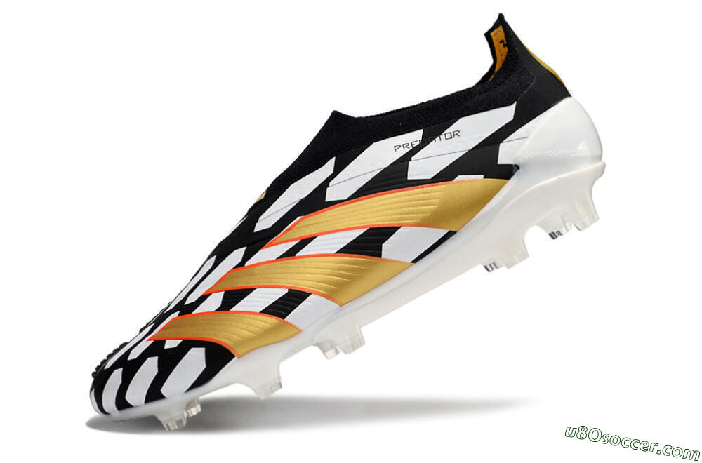 Adidas Predator 24 Elite Laceless FG Firm Ground Soccer Cleats - Black/White/Gold 5