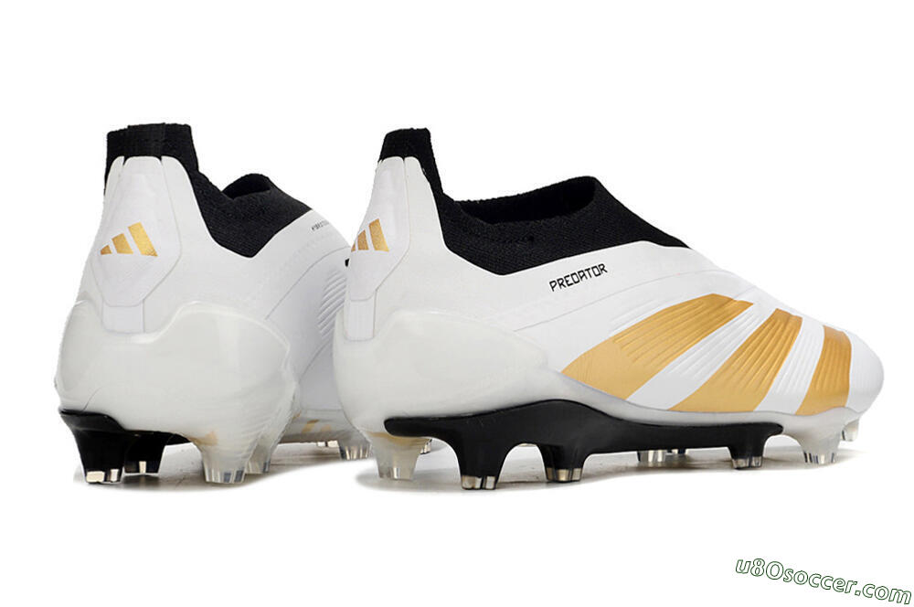 Adidas Predator 24 Elite Laceless FG Firm Ground Soccer Cleats - White/Gold/Black 6