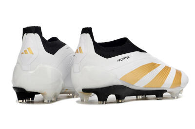 Adidas Predator 24 Elite Laceless FG Firm Ground Soccer Cleats - White/Gold/Black