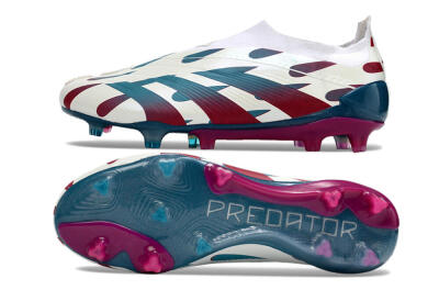 Adidas Predator 24 Elite Laceless FG Firm Ground Soccer Cleats - Beige/Blue/Red