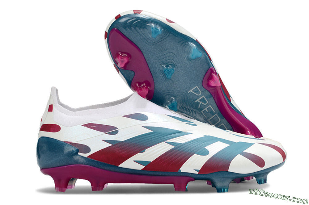 Adidas Predator 24 Elite Laceless FG Firm Ground Soccer Cleats - Beige/Blue/Red 1