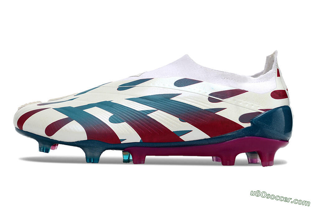 Adidas Predator 24 Elite Laceless FG Firm Ground Soccer Cleats - Beige/Blue/Red 2