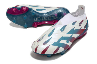 Adidas Predator 24 Elite Laceless FG Firm Ground Soccer Cleats - Beige/Blue/Red