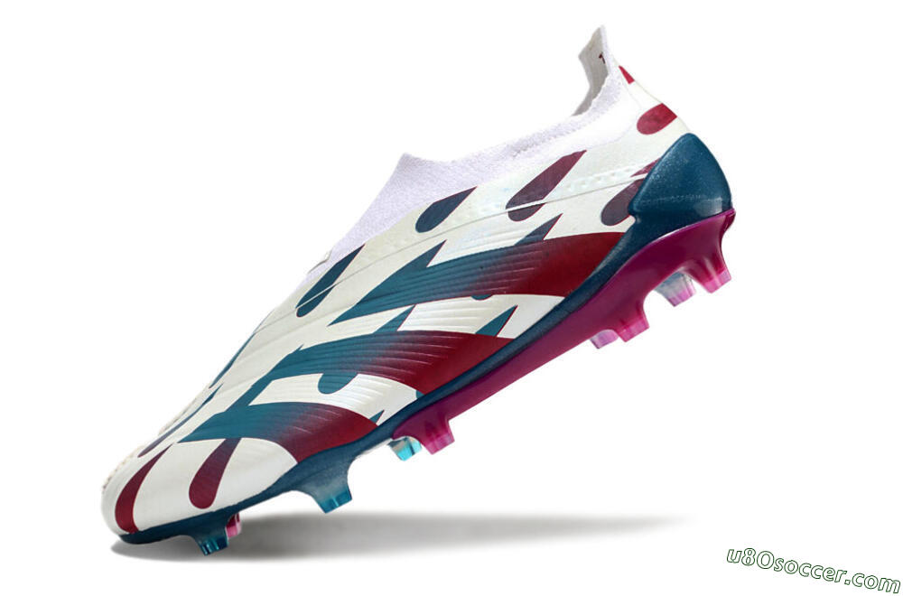 Adidas Predator 24 Elite Laceless FG Firm Ground Soccer Cleats - Beige/Blue/Red 5