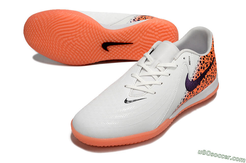 Nike Phantom GX 2 Acad LV8 IC Indoor & Futsal Soccer Shoes - White/Blue/Orange 3