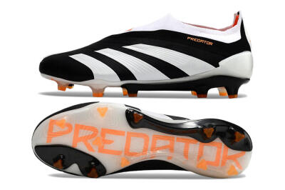 Adidas Predator 24 Elite Laceless FG Firm Ground Soccer Cleats - Black/White/Orange