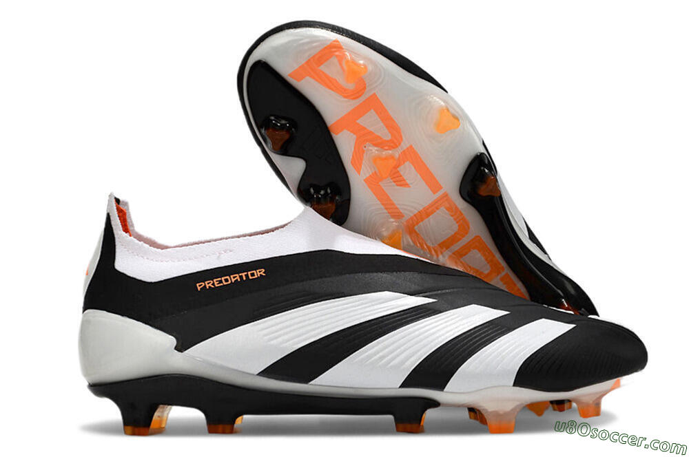 Adidas Predator 24 Elite Laceless FG Firm Ground Soccer Cleats - Black/White/Orange 1
