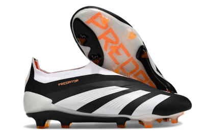 Adidas Predator 24 Elite Laceless FG Firm Ground Soccer Cleats - Black/White/Orange