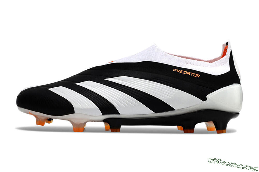 Adidas Predator 24 Elite Laceless FG Firm Ground Soccer Cleats - Black/White/Orange 2