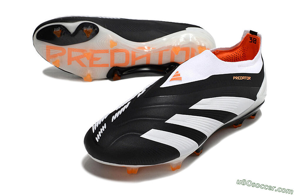Adidas Predator 24 Elite Laceless FG Firm Ground Soccer Cleats - Black/White/Orange 3