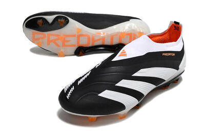 Adidas Predator 24 Elite Laceless FG Firm Ground Soccer Cleats - Black/White/Orange