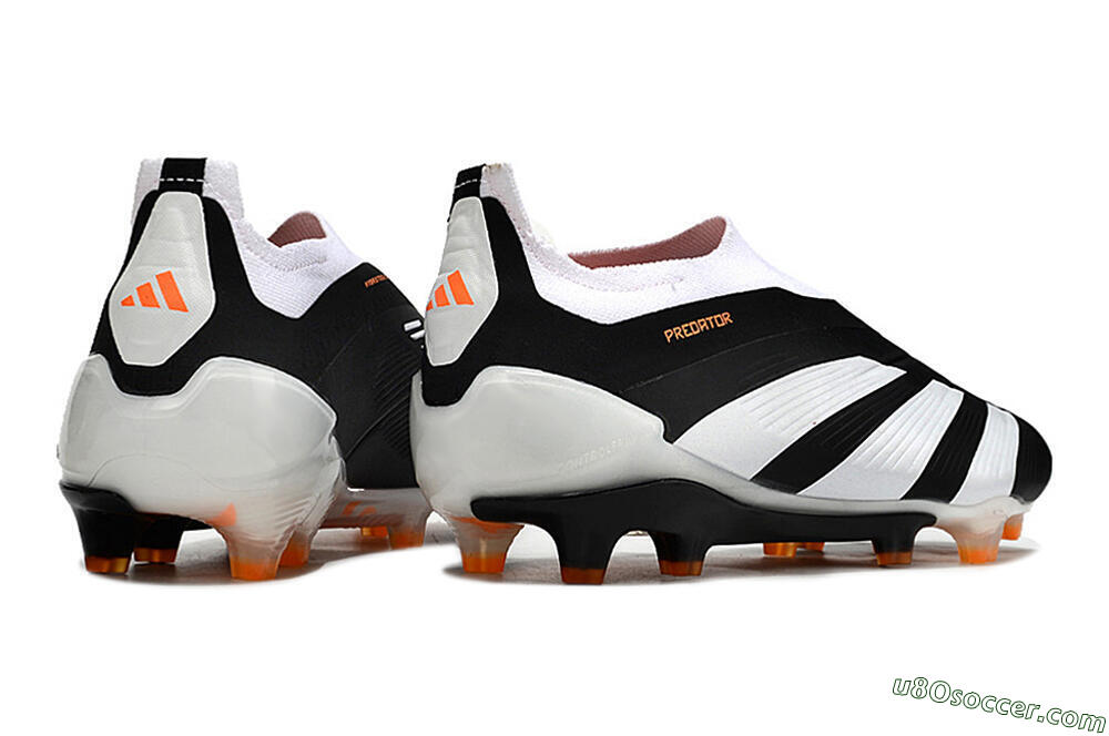 Adidas Predator 24 Elite Laceless FG Firm Ground Soccer Cleats - Black/White/Orange 6