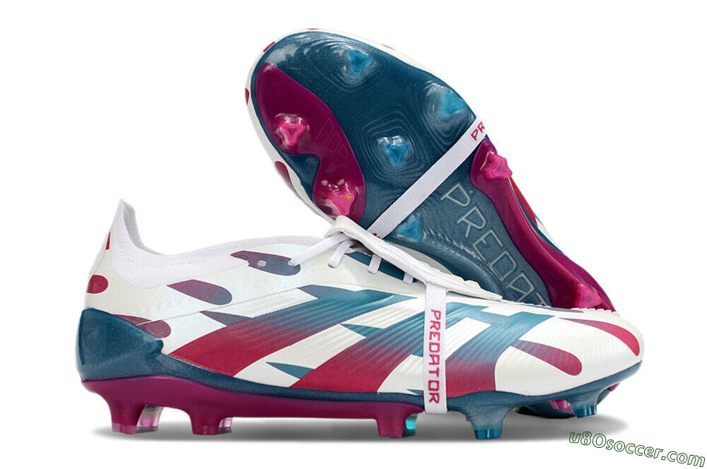 Adidas Predator Elite Foldover Tongue FG Firm Ground Soccer Cleats - White/Blue/Red 1