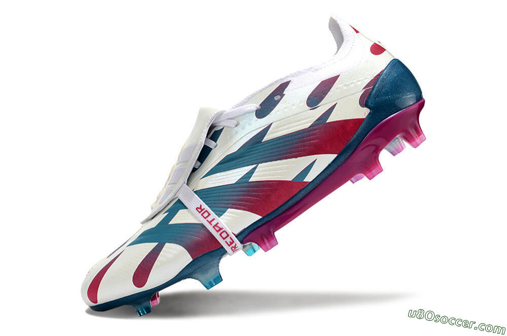 Adidas Predator Elite Foldover Tongue FG Firm Ground Soccer Cleats - White/Blue/Red 5